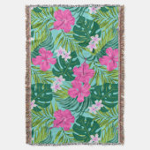 Luna Hibiscus Garden Hawaiian - Roze en Turken Deken (Voorkant Verticaal)