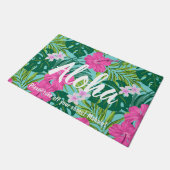 Luna Hibiscus Garden Hawaiian - Roze en Turken Deurmat (Schuin)