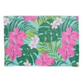 Luna Hibiscus Garden Hawaiian - Roze en Turken Kussensloop (Voorkant)