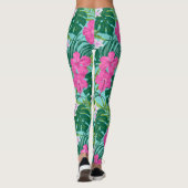 Luna Hibiscus Garden Hawaiian - roze en turquoise Leggings (Achterkant)