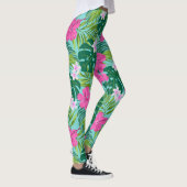 Luna Hibiscus Garden Hawaiian - roze en turquoise Leggings (Rechts)