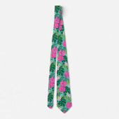Luna Hibiscus Garden Hawaiian - Turquoise en roze Stropdas (Achterkant)