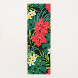Luna Hibiscus Garden Hawaiian - Zwart en Rood Yogamat