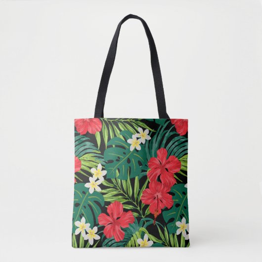 Luna Hibiscus Garden Hawaiian - Zwarte strandtas Tote Bag (Voorkant)