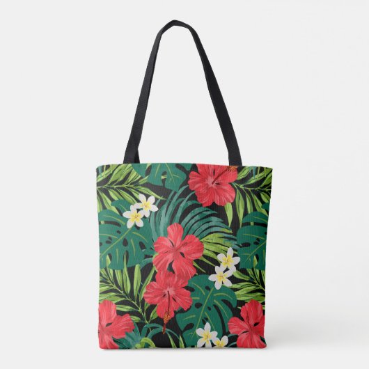Luna Hibiscus Garden Hawaiian - Zwarte strandtas Tote Bag (Achterkant)