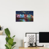Luna Island Night Uitzicht of New Rainbow Bridge Poster (Thuiskantoor)
