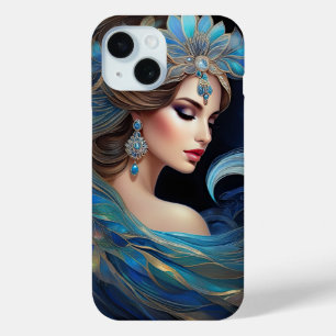 Luna Lovely vrouw's profiel als maan iPhone 15 Case