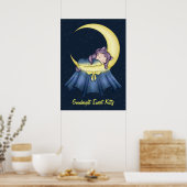 Luna Lullaby Cat die op de maan slapen Poster (Keuken)