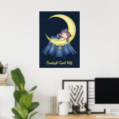Luna Lullaby Cat die op de maan slapen Poster (Thuiskantoor)