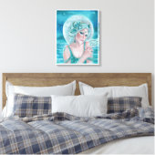 Luna maan godin mermaid art door Renee L. Lavoie Canvas Afdruk (Insitu (Slaapkamer))