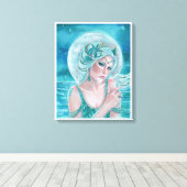 Luna maan godin mermaid art door Renee L. Lavoie Canvas Afdruk (Insitu (Houten vloer))