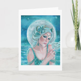 Luna maan godin mermaid art door Renee L. Lavoie Kaart