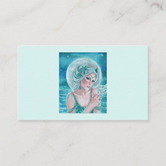 Luna maan godin mermaid art door Renee L. Lavoie Visitekaartje (Achterkant)