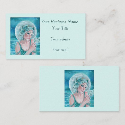 Luna maan godin mermaid art door Renee L. Lavoie Visitekaartje (Voorkant / Achterkant)