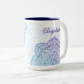 Luna Mandala 15 oz. Personalized Mug Tweekleurige Koffiemok (Voorkant rechts)
