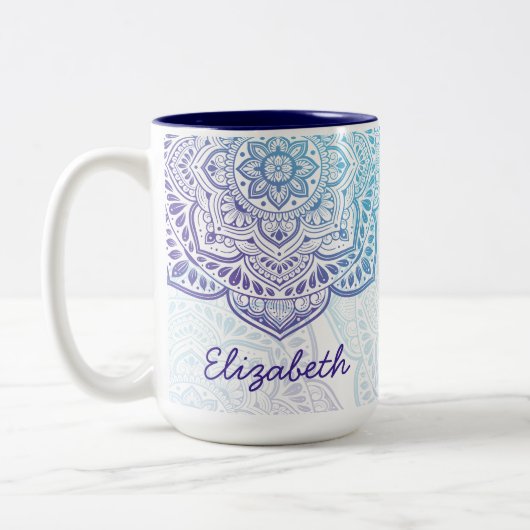 Luna Mandala 15 oz. Personalized Mug Tweekleurige Koffiemok (Links)