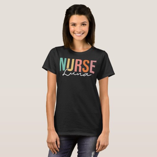 Luna Medical Stethoscope Doctor Nurse Custom Name T-shirt (Voorkant volledig)