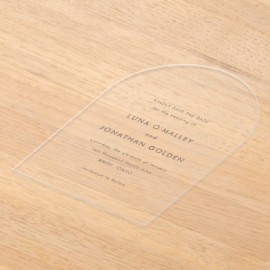 Luna Modern Wedding Save the Date Acryl Uitnodigingen (Laagn)