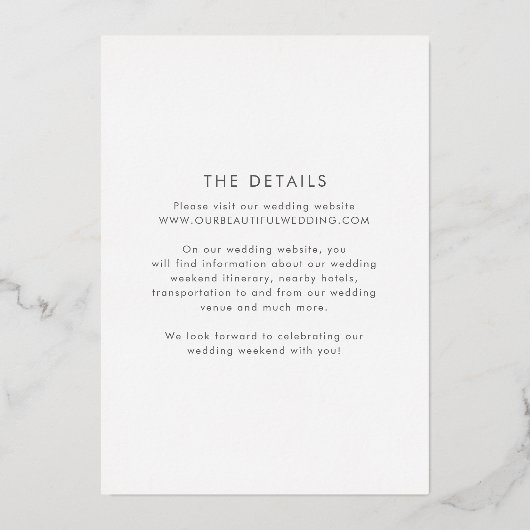 Luna Modern Wedding Save the Date Folie Uitnodiging (Achterkant)