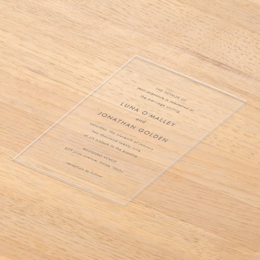 Luna moderne bruiloft acryl uitnodigingen (Laagn)
