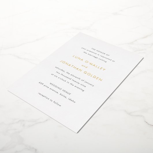 Luna moderne bruiloft folie uitnodiging (Gedraaid)