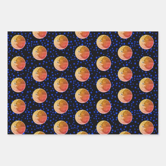 Luna  Moon en Sterren Tekening Inpakpapier Vel (Voorkant 2)