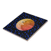 Luna  Moon en Sterren Tekening Tegeltje (Zijkant)