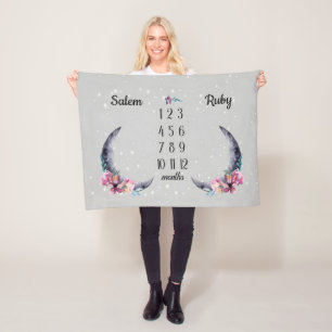 Luna Moon gepersonaliseerde Baby mijlpaal deken Mo