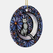 Luna Moon Kat Paarse Daisy Keramisch Ornament (Rechts)