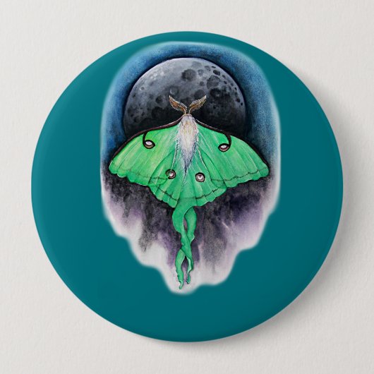 Luna Moon Moth Ronde Button 4,0 Cm (Voorkant)