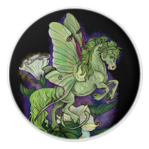 Luna Moonduster Moth Fairy Horse Ceramic Knob.