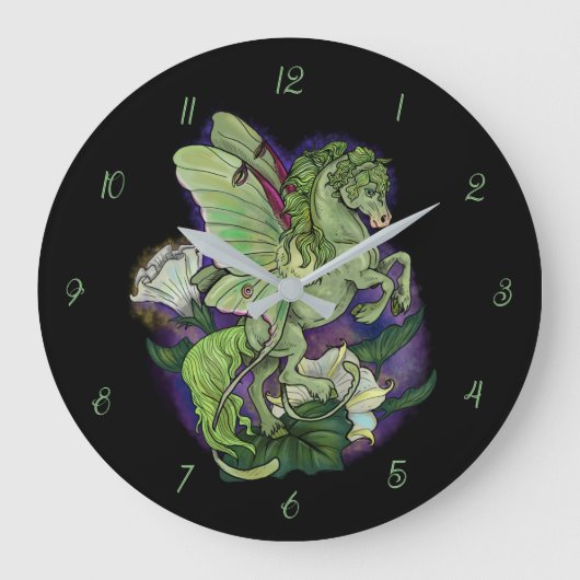 Luna Moonduster Moth Fairy Horse Large Clock Grote Klok (Voorkant)
