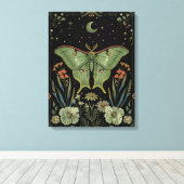 Luna-Mot Gotische Aquarel Kunst Canvas Afdruk (Insitu (Houten vloer))