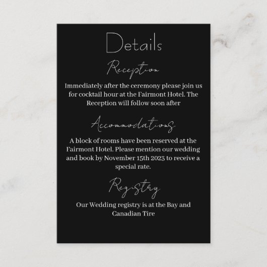 Luna mot maan fasen bruiloft informatiekaartje (Voorkant)