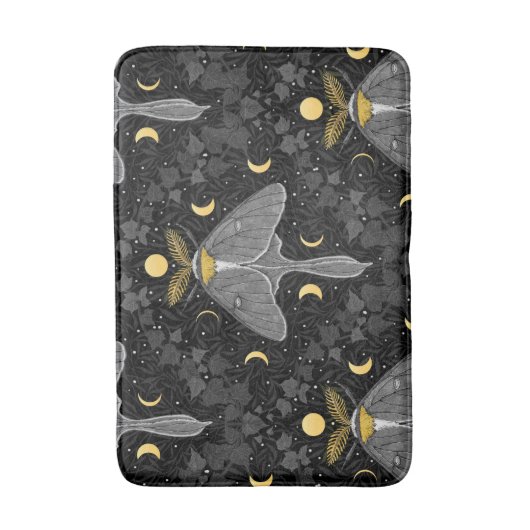 Luna mot, maan fasen en klimop damast patroon badmat (Voorkant Verticaal)