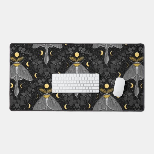Luna mot, maan fasen en klimop damast patroon bureaumat (Keyboard & Muis)