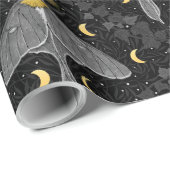 Luna mot, maan fasen en klimop damast patroon cadeaupapier (Rol Hoek)