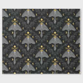 Luna mot, maan fasen en klimop damast patroon cadeaupapier (Vlak)