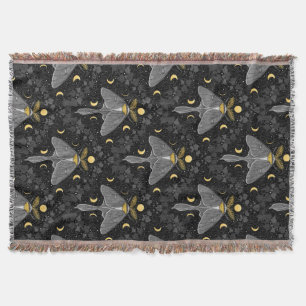 Luna mot, maan fasen en klimop damast patroon deken