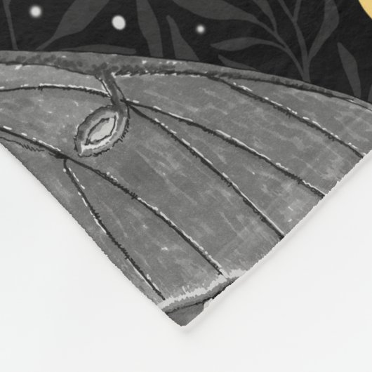 Luna mot, maan fasen en klimop damast patroon fleece deken (Hoek)