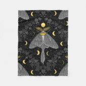 Luna mot, maan fasen en klimop damast patroon fleece deken (Voorkant)