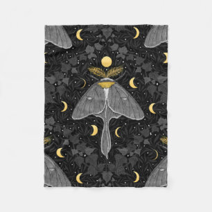 Luna mot, maan fasen en klimop damast patroon fleece deken