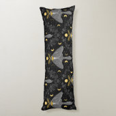 Luna mot, maan fasen en klimop damast patroon lichaamskussen (Achterkant (Verticaal))