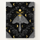 Luna mot, maan fasen en klimop damast patroon notitieboek (Achterkant)