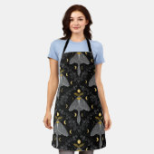 Luna mot, maan fasen en klimop damast patroon schort (Gedragen)