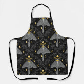 Luna mot, maan fasen en klimop damast patroon schort (Voorkant)