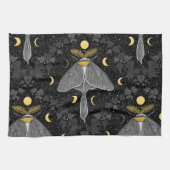 Luna mot, maan fasen en klimop damast patroon theedoek (Horizontaal)