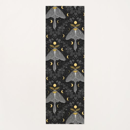 Luna mot, maan fasen en klimop damast patroon yogamat (Voorkant)