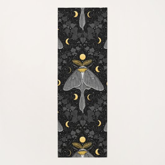 Luna mot, maan fasen en klimop damast patroon yogamat (Achterkant)