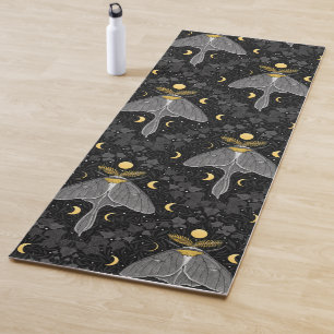 Luna mot, maan fasen en klimop damast patroon yogamat